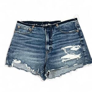 American Eagle Blue Distressed 90’s Boyfriend Jean Shorts